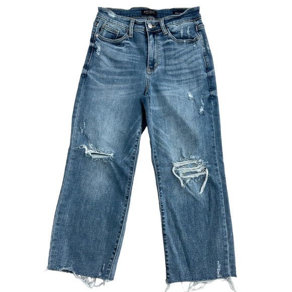 Judy Blue Denim - Judy Blue High Waist Destroy Crop Wide Leg Jeans size 26